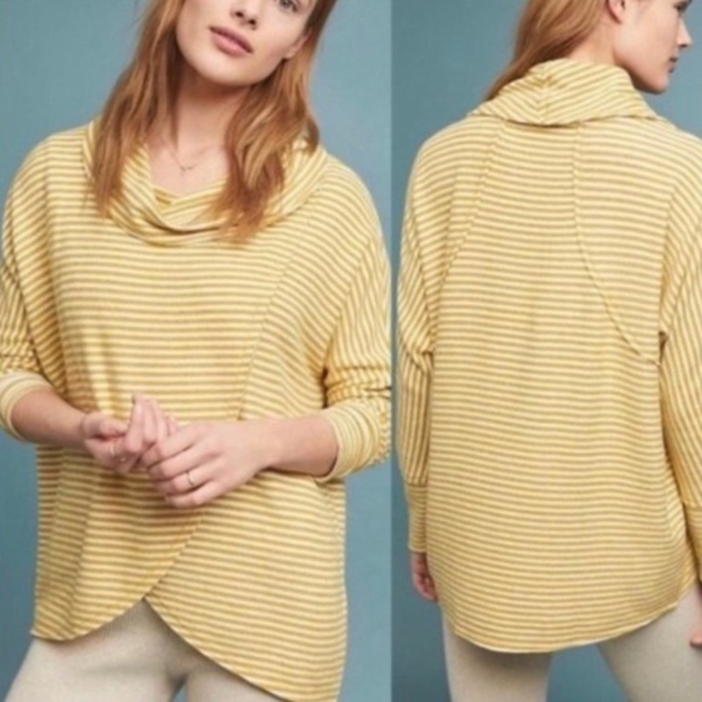 Anthropologie Saturday Sunday Homebound Yellow Cowl Neck Top XS